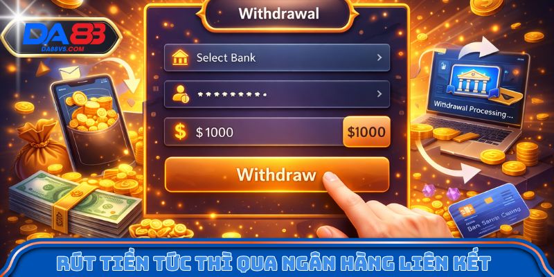 Cách Rút Tiền Da88 Thành Công - Nhận Thưởng Liền Tay 1 Rút tiền tức thì qua ngân hàng liên kết